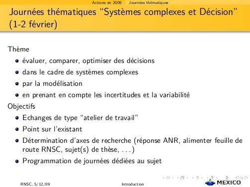 J. thématiques "systemes complexes et Decision"